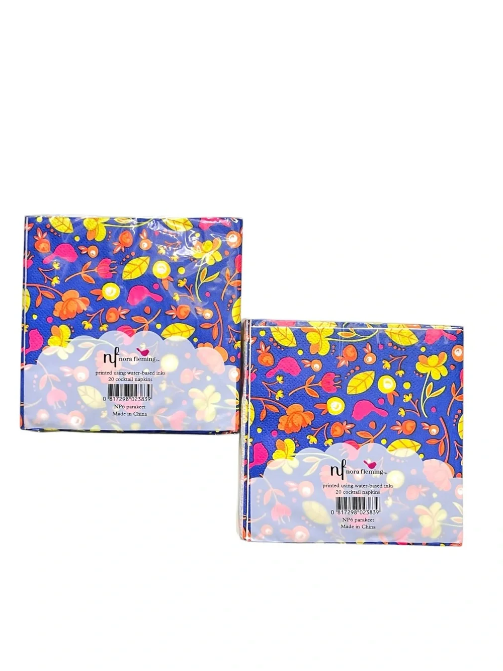 Nora Fleming Floral and Bird Pattern Cocktail Napkins Bundle of 7